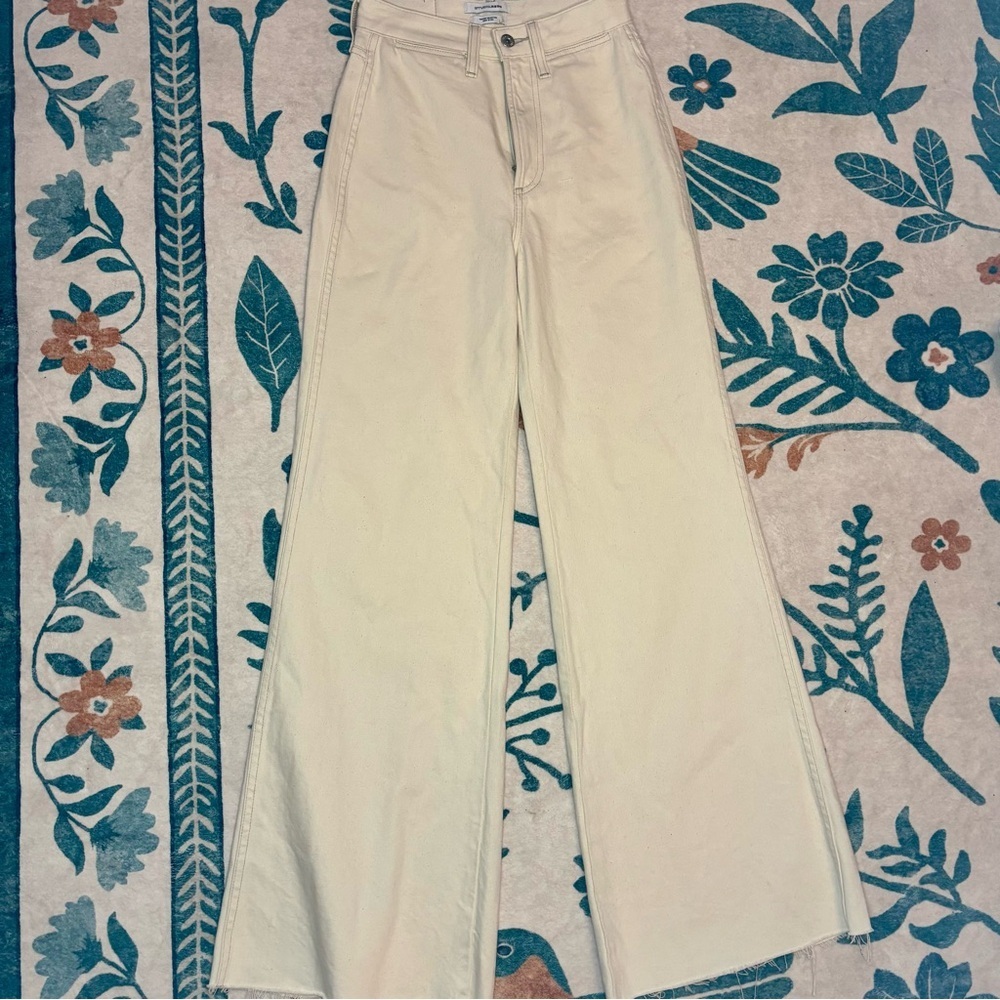 Studio R330 Rigid Wide Leg Ecru Jeans - Picture 4 of 8